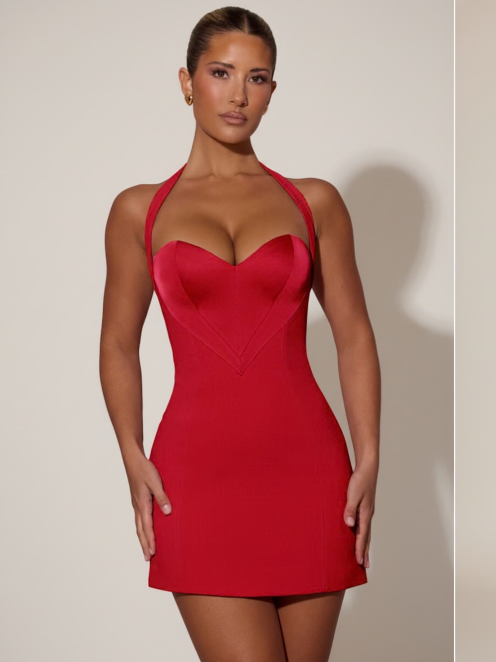 Oh Polly Red Heart-Detail Halterneck Mini Dress